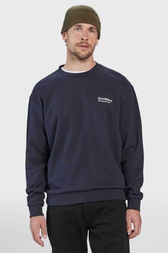 Gabba ανδρική μπλούζα φούτερ μονόχρωμο με logo στο πλάι - 10620 Μπλε Σκούρο L